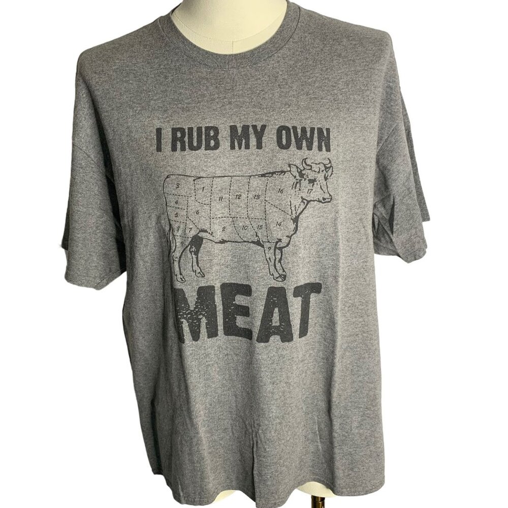 Vintage 90s Rub My Own Meat T Shirt XL Grey Crewneck Short Sleeve Funny Humor
